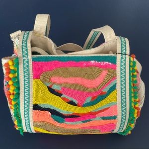 America & Beyond Daphne Embellished Cossbody Bag / Tote, Brand New !!